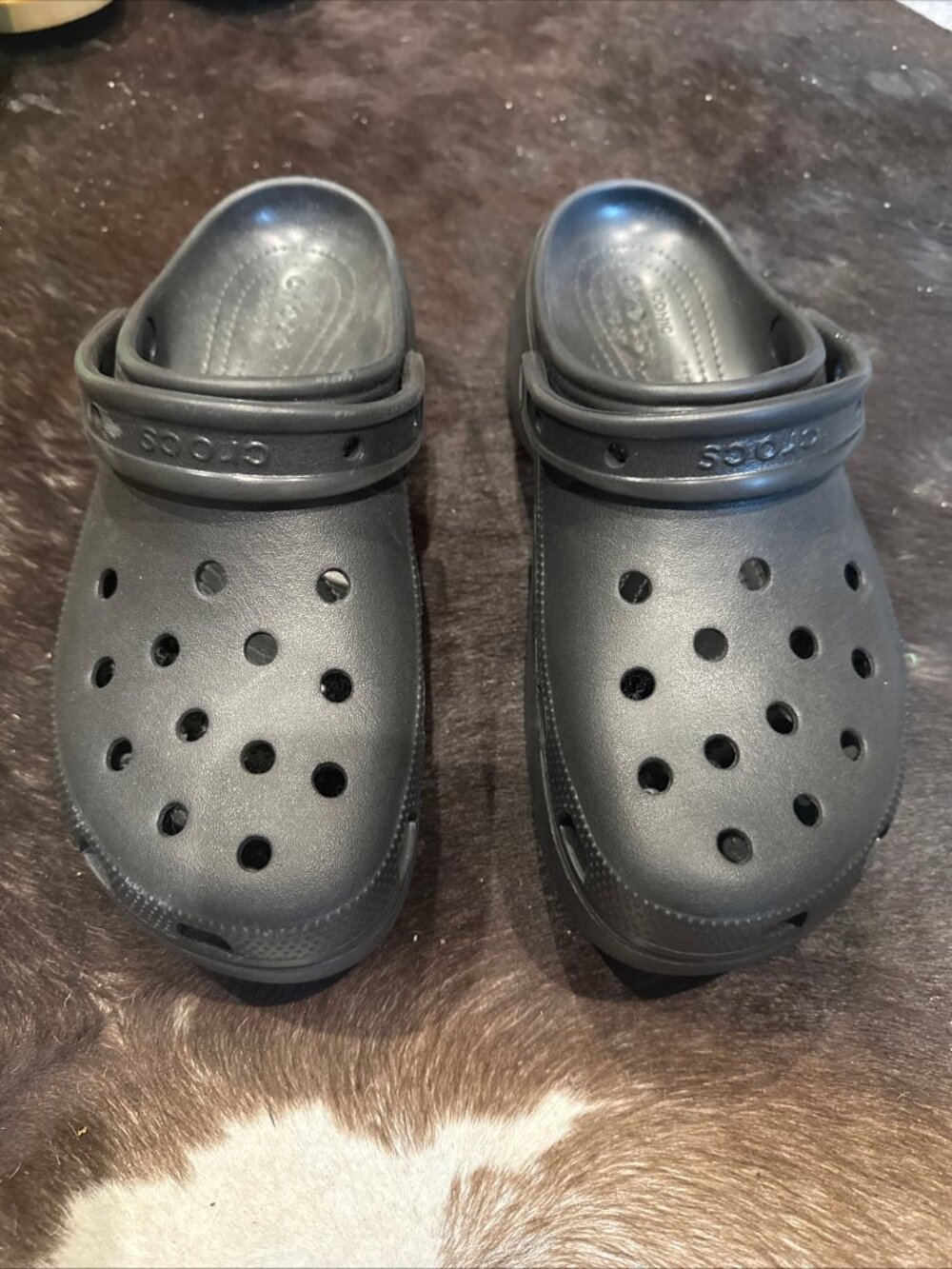 Ladies Crocs Iconic Comfort Classic Clogs Black Platform  Sz 11W